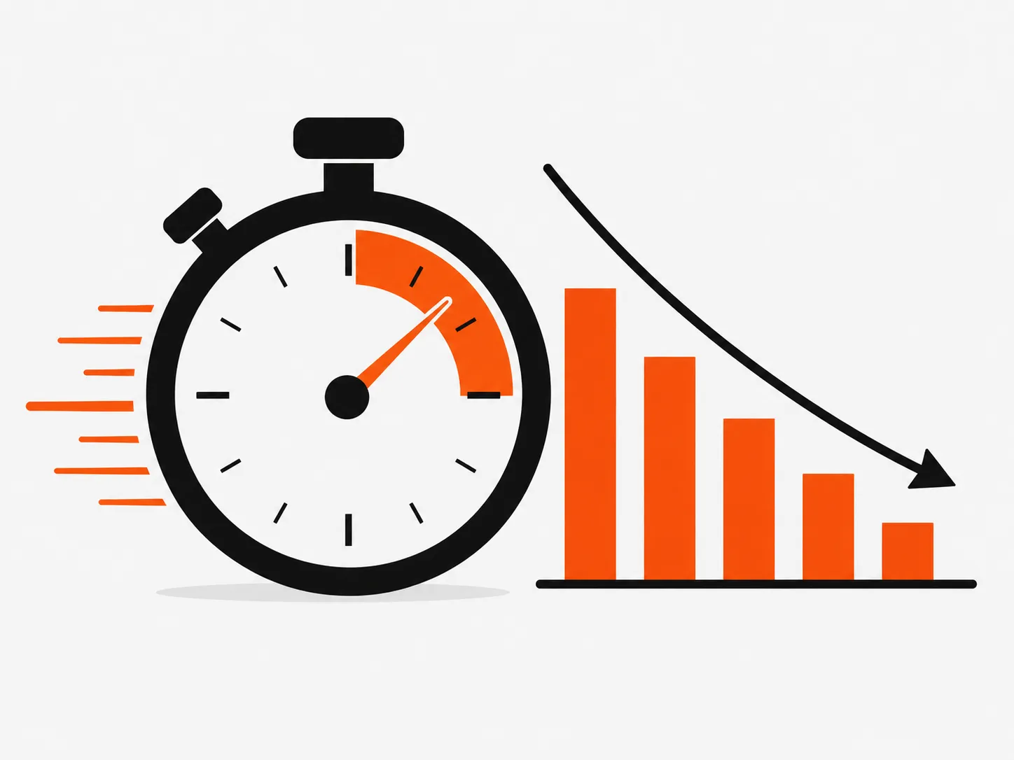 Graphic illustrating the importance of speed in lead response, featuring a stopwatch and a declining