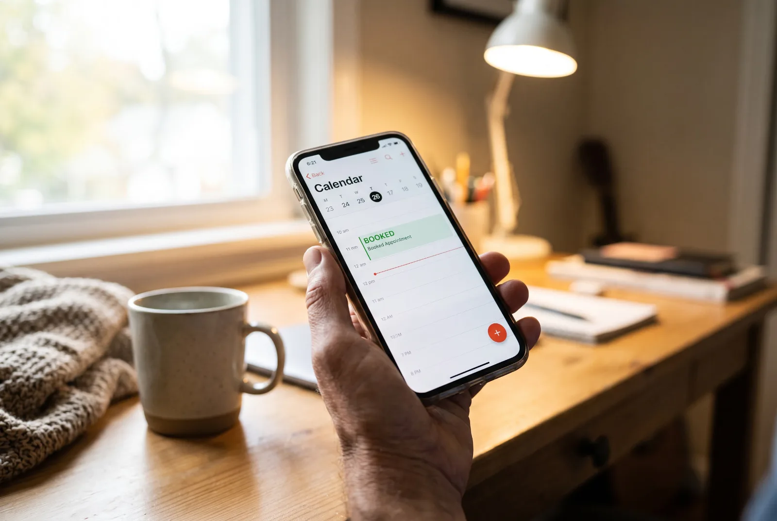 Dueño de negocio de servicios para el hogar revisando un calendario en su teléfono inteligente
